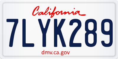 CA license plate 7LYK289