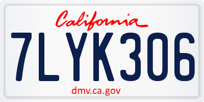 CA license plate 7LYK306