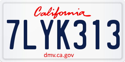 CA license plate 7LYK313