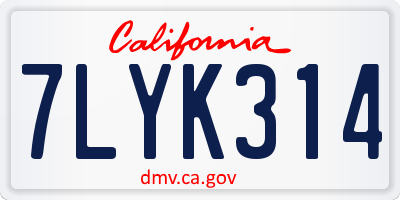 CA license plate 7LYK314
