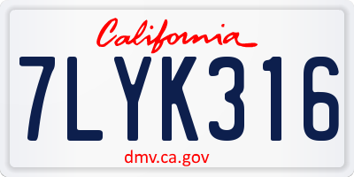 CA license plate 7LYK316