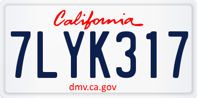 CA license plate 7LYK317