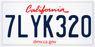 CA license plate 7LYK320