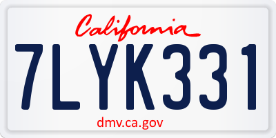 CA license plate 7LYK331