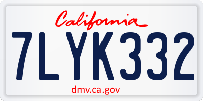CA license plate 7LYK332