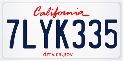 CA license plate 7LYK335