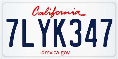 CA license plate 7LYK347