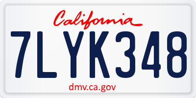 CA license plate 7LYK348