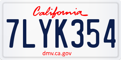 CA license plate 7LYK354