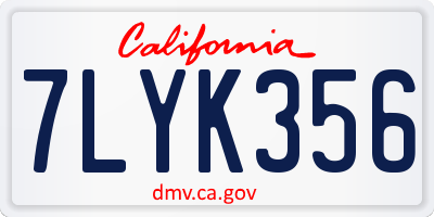 CA license plate 7LYK356