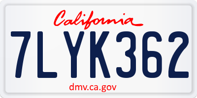 CA license plate 7LYK362