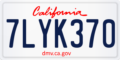 CA license plate 7LYK370