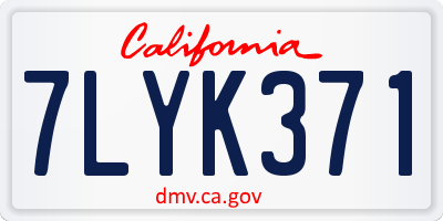 CA license plate 7LYK371