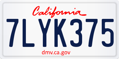 CA license plate 7LYK375