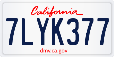 CA license plate 7LYK377