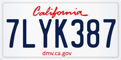 CA license plate 7LYK387