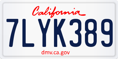 CA license plate 7LYK389