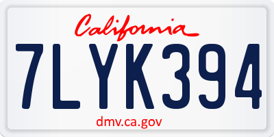CA license plate 7LYK394