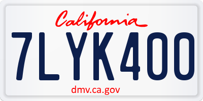 CA license plate 7LYK400