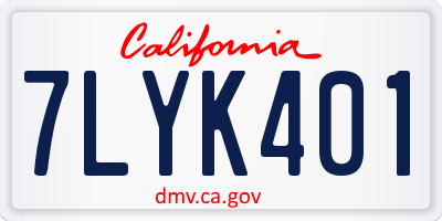 CA license plate 7LYK401