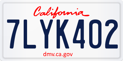 CA license plate 7LYK402
