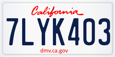 CA license plate 7LYK403