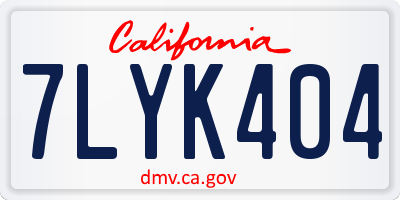 CA license plate 7LYK404