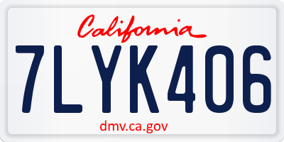 CA license plate 7LYK406