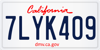 CA license plate 7LYK409