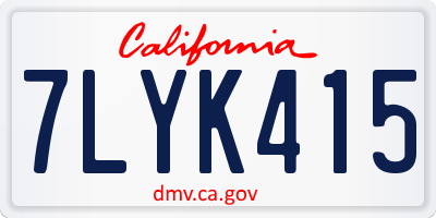 CA license plate 7LYK415