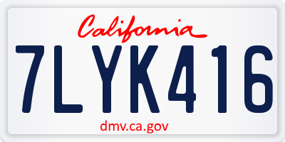 CA license plate 7LYK416
