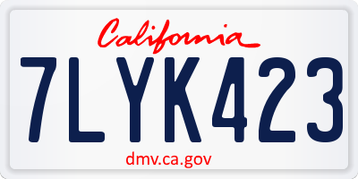 CA license plate 7LYK423