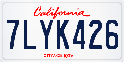 CA license plate 7LYK426
