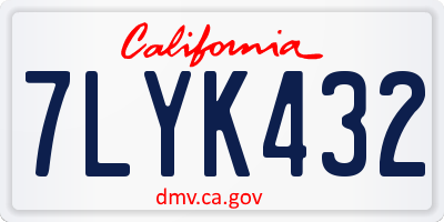 CA license plate 7LYK432
