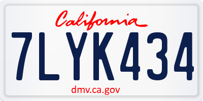 CA license plate 7LYK434