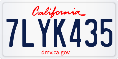 CA license plate 7LYK435