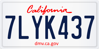 CA license plate 7LYK437