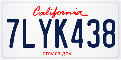 CA license plate 7LYK438