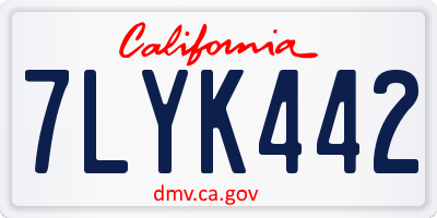 CA license plate 7LYK442