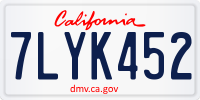 CA license plate 7LYK452