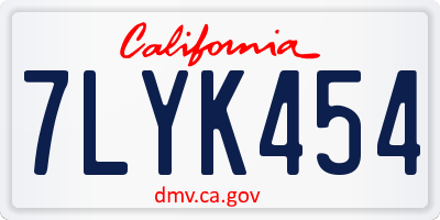 CA license plate 7LYK454