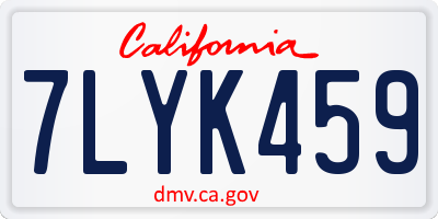 CA license plate 7LYK459