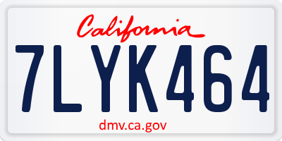 CA license plate 7LYK464