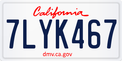 CA license plate 7LYK467