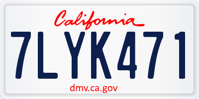 CA license plate 7LYK471