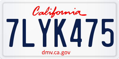 CA license plate 7LYK475