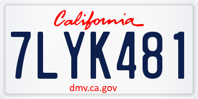 CA license plate 7LYK481
