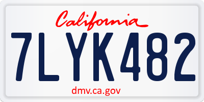 CA license plate 7LYK482