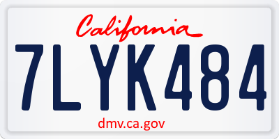 CA license plate 7LYK484