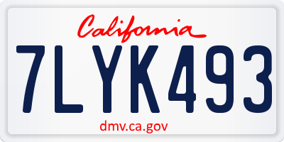 CA license plate 7LYK493